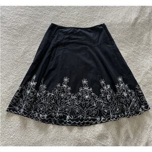 ZINGER Skirt Womens Medium Black Embroidered Retro Bohemian Grunge Festival